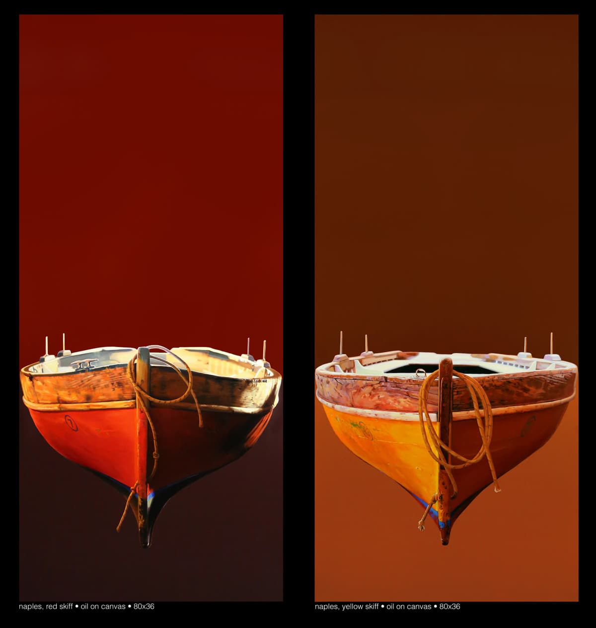 naples, red skiff (with) naples, yellow skiff