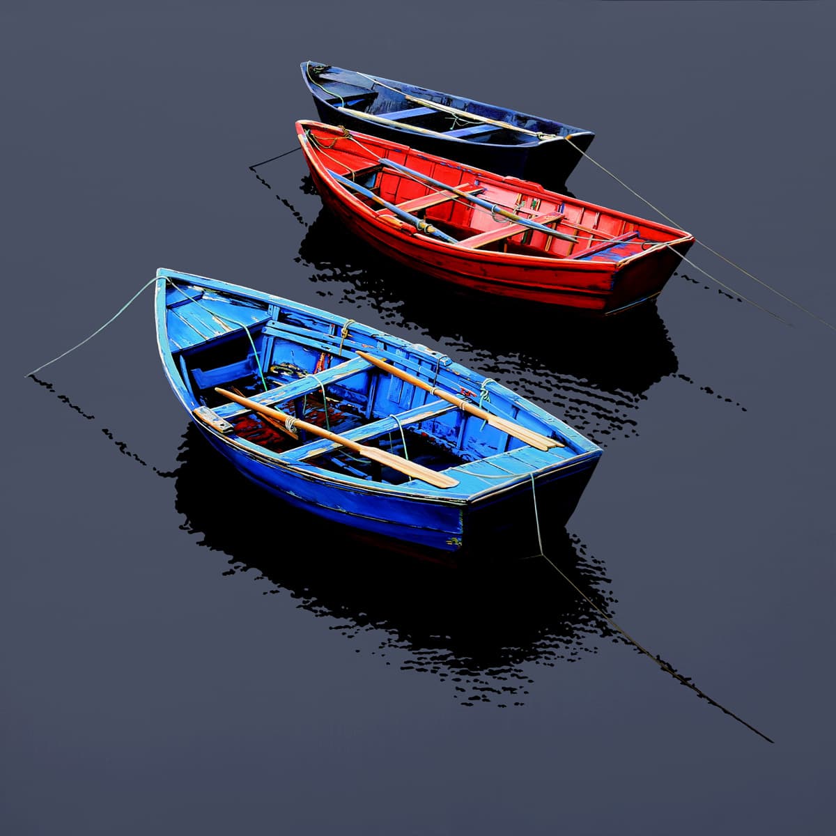 trio, working skiffs