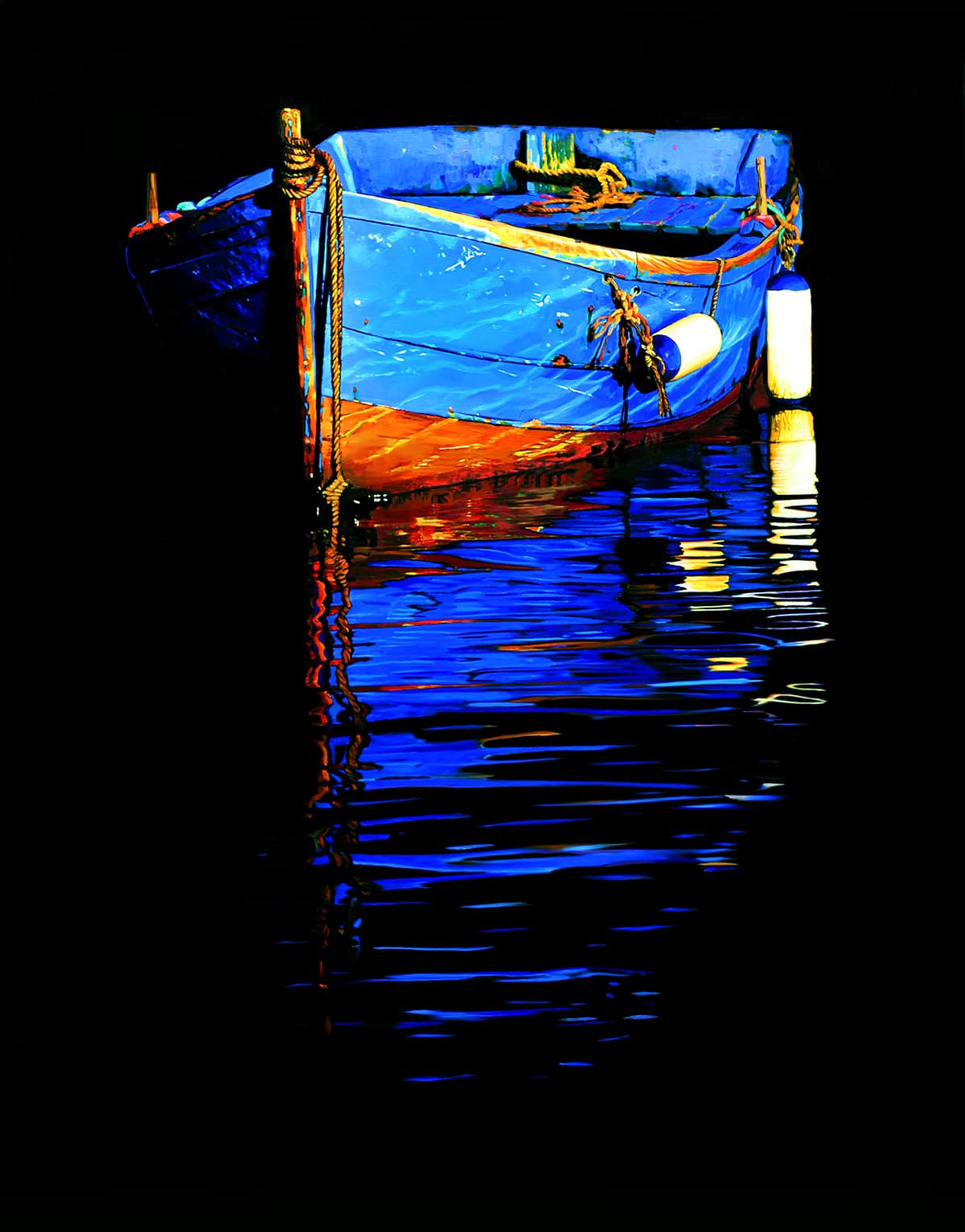 old boat in moonlight